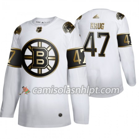 Camisola Boston Bruins Torey Krug 47 Adidas 2019-2020 Golden Edition Branco Authentic - Homem